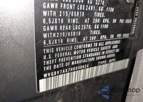 2017 Volkswagen Tiguan 2.0T/2.0T S из США, поврежденный, VIN WVGBV7AX7HK030624